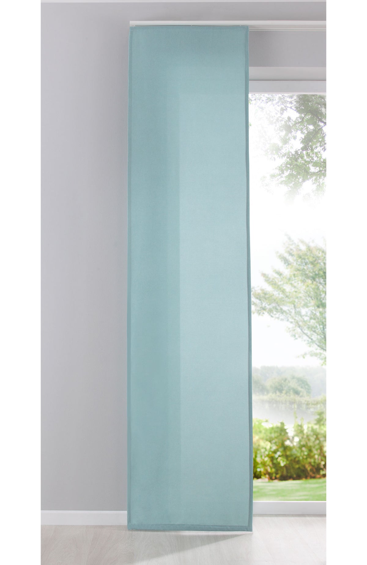 Flächenvorhang Schiebegardine Cationic blickdicht Leinen Optik natura seidenmatt Landhaus Stil 204411 Aqua Schiebegardine 204411aqua | gerdinenbox.com