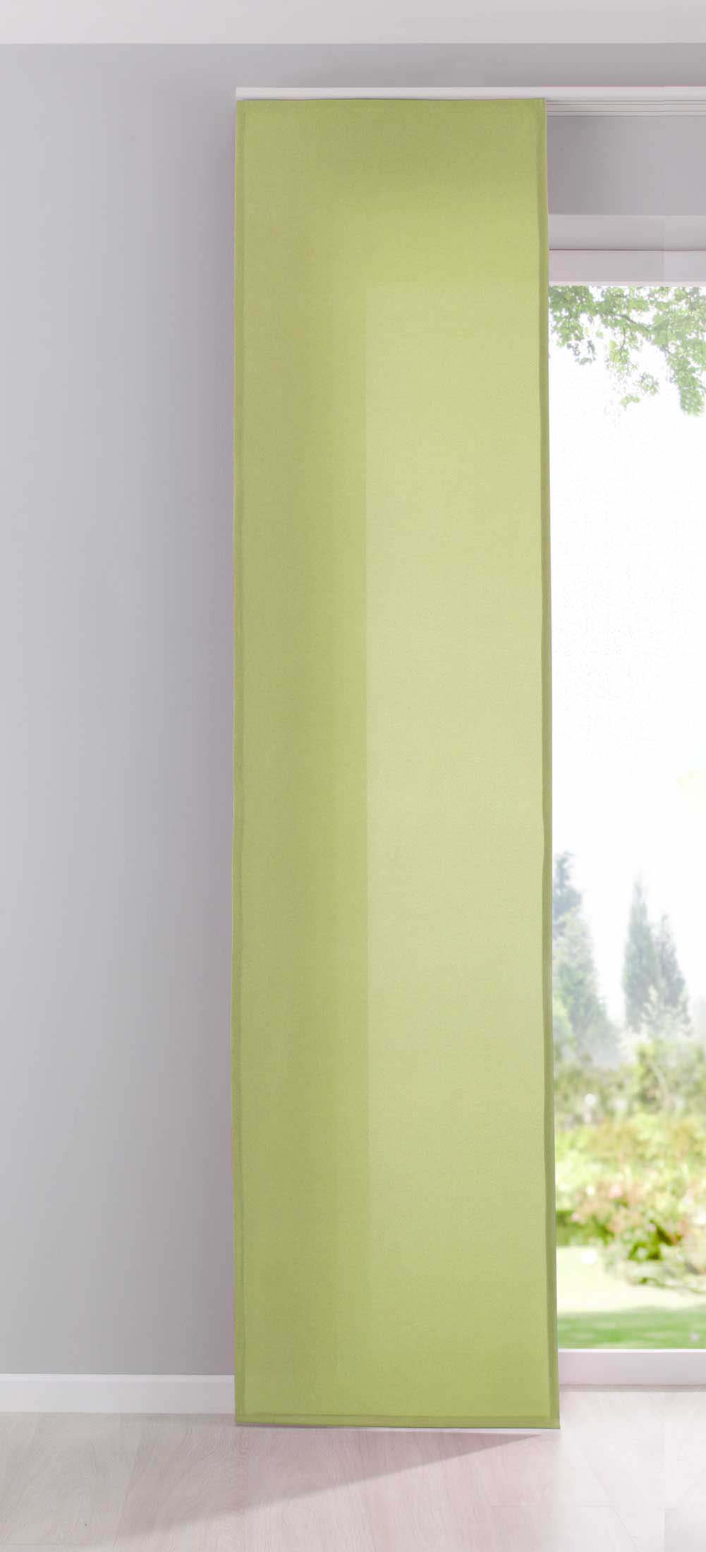 Flächenvorhang Schiebegardine Cationic blickdicht Leinen Optik natura seidenmatt Landhaus Stil 204411 Limette Schiebegardine 204411limette | gerdinenbox.com