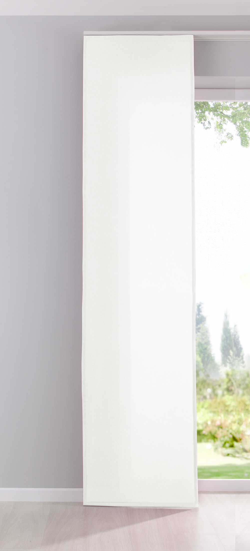 Flächenvorhang Schiebegardine Cationic blickdicht Leinen Optik natura seidenmatt Landhaus Stil 204411 Weiß Schiebegardine 204411weiss | gerdinenbox.com