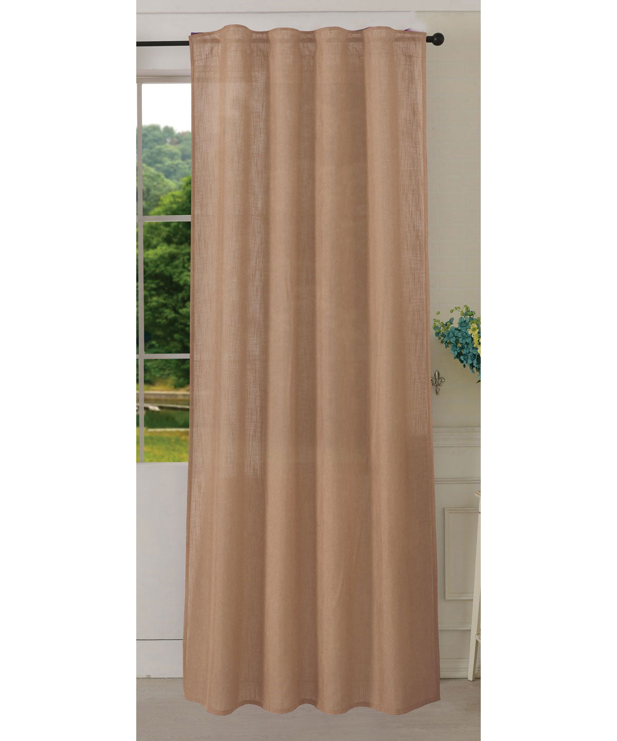 Vorhang Schal verdeckte Schlaufen >>Linene<< blickdicht Leinen Optik Natur Grobfaser (HxB) Lanhaus Stil schwere Qualität 20445 Sand Vorhang 20445sand | gerdinenbox.com
