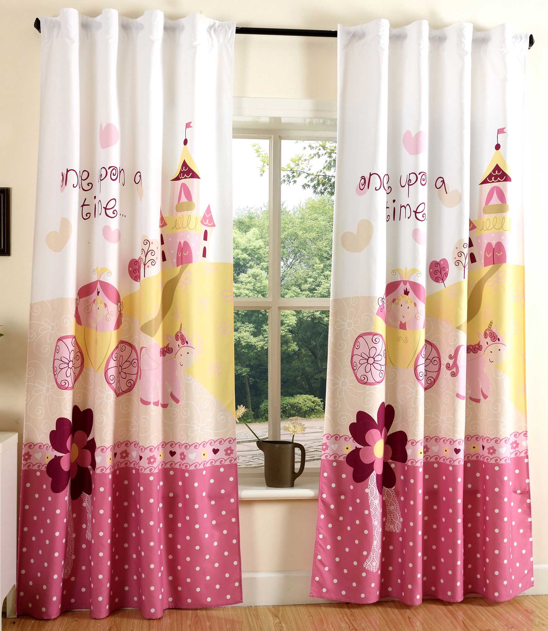 Vorhang Schal blickdicht verdeckte Schlaufen Universalband Digitaldruck (Höhe x Breite cm) 204902 Prinzessin 2 Stück 245x140 Vorhang Set 204902prinzessin | gerdinenbox.com