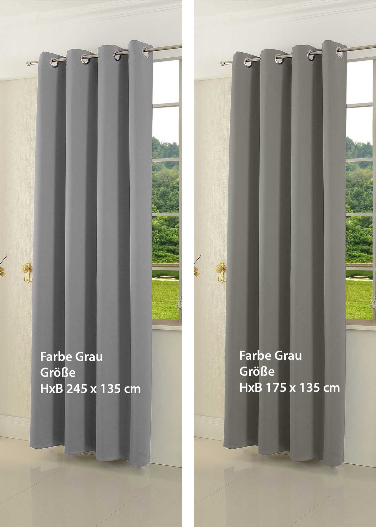 Verdunkelungsvorhang Ösen matt uni Farben blickdicht Blackout 20600 Vorhang 20600_grau_unterschied | gerdinenbox.com