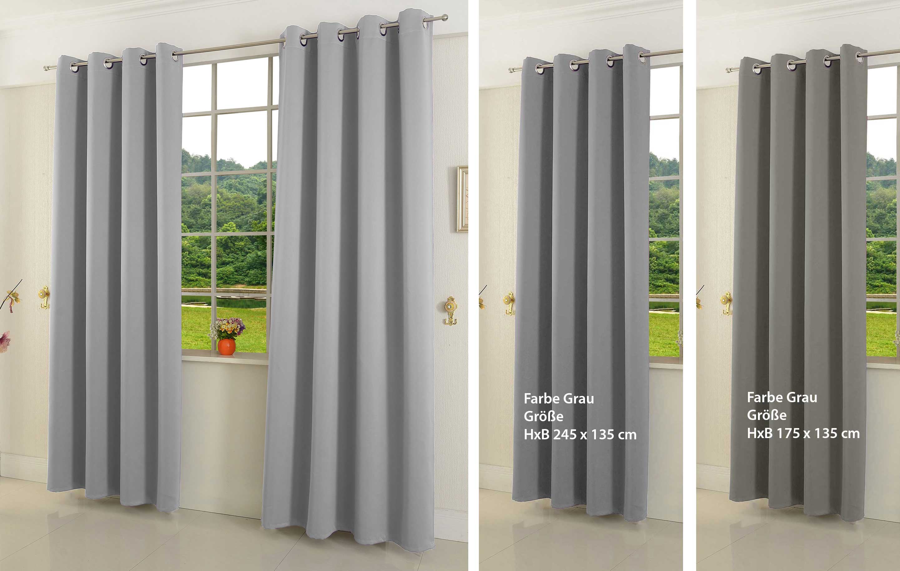 Verdunkelungsvorhang Ösen matt uni Farben blickdicht Blackout 20600 Grau 175x135 (HxB) Vorhang 20600grau-175 | gerdinenbox.com