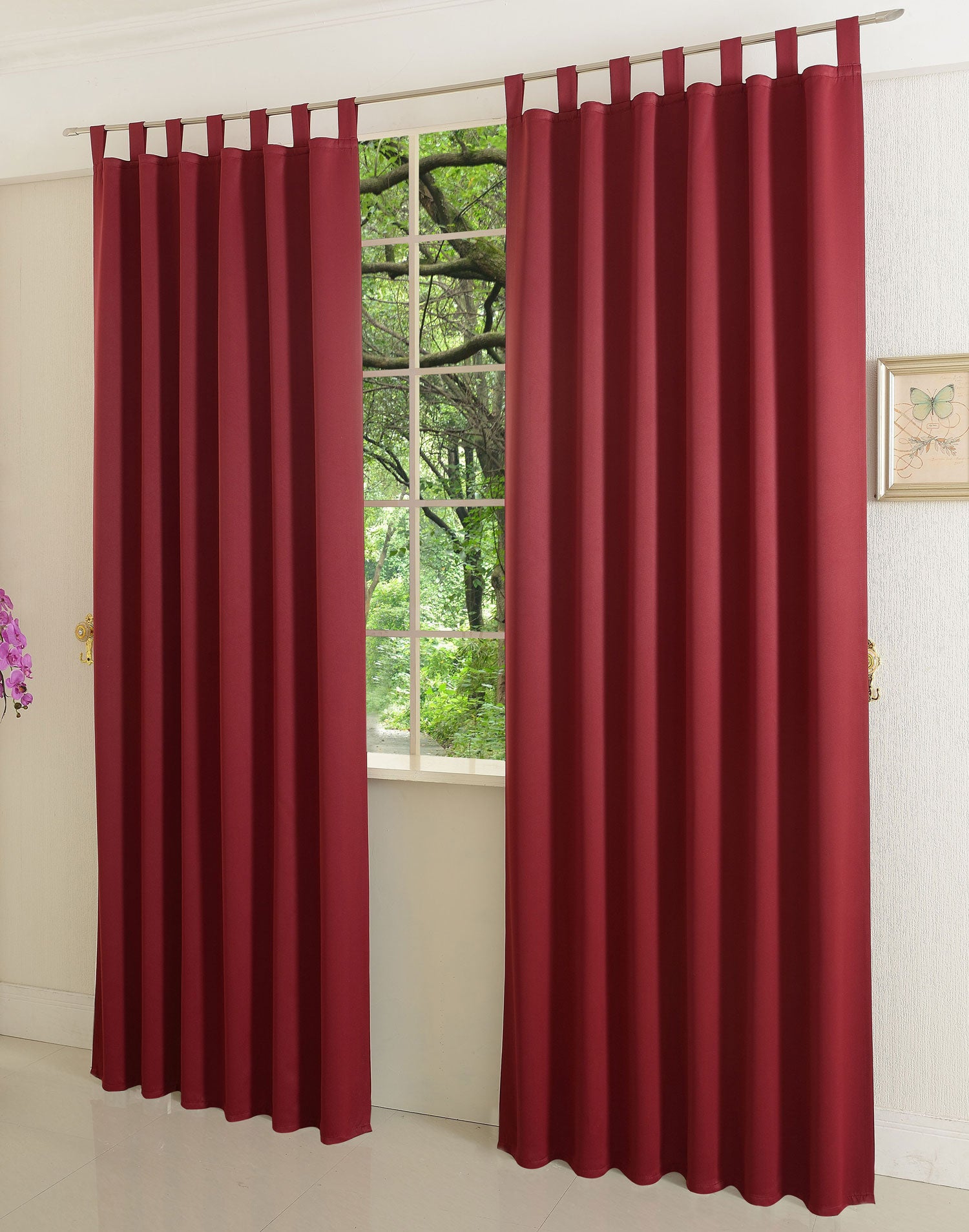 Verdunkelungsvorhag mit Schlaufen matt uni Farben aus weichfallenden blickdichten Stoff blickdicht Blackout 20610 Bordeaux 245x135 (HxB) Vorhang 20610bordeaux | gerdinenbox.com