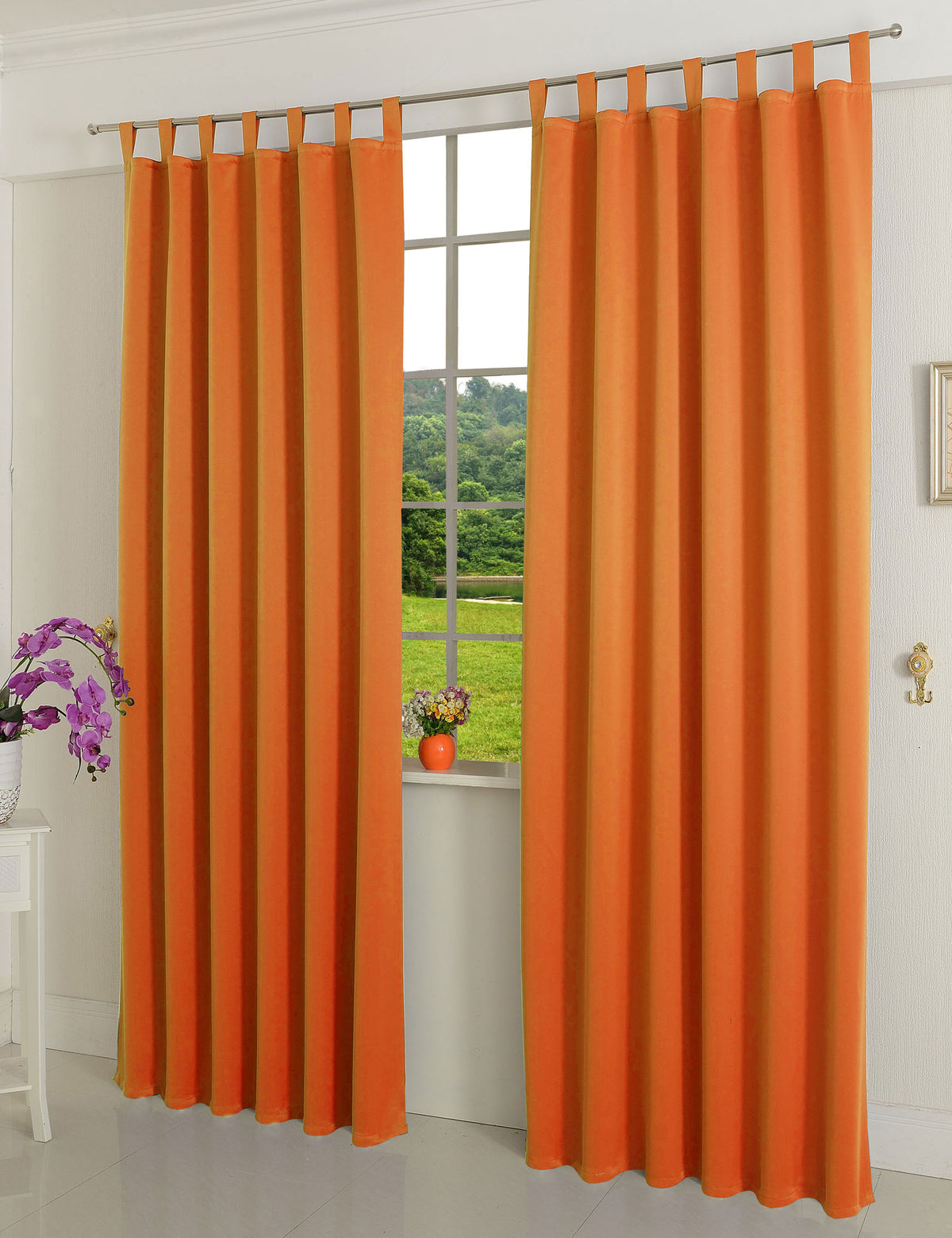 Verdunkelungsvorhag mit Schlaufen matt uni Farben aus weichfallenden blickdichten Stoff blickdicht Blackout 20610 Orange 245x135 (HxB) Vorhang 20610orange | gerdinenbox.com