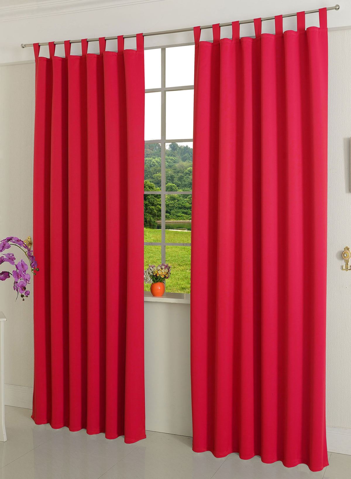 Verdunkelungsvorhag mit Schlaufen matt uni Farben aus weichfallenden blickdichten Stoff blickdicht Blackout 20610 Rot 245x135 (HxB) Vorhang 20610rot | gerdinenbox.com
