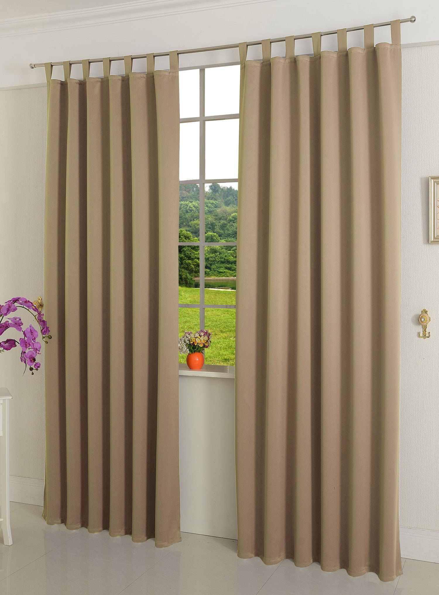 Verdunkelungsvorhag mit Schlaufen matt uni Farben aus weichfallenden blickdichten Stoff blickdicht Blackout 20610 Sand 245x135 (HxB) Vorhang 20610sand | gerdinenbox.com
