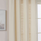 Vorhang Ösen »Osaka« HxB 245x140 cm Creme 100% Baumwolle Linenlook Makrameespitze Bommeln Raffhalter Gardinenschal 3F3A7213 | gerdinenbox.com