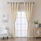 Vorhang Ösen »Osaka« HxB 245x140 cm Creme 100% Baumwolle Linenlook Makrameespitze Bommeln Raffhalter Gardinenschal 3F3A7254 | gerdinenbox.com