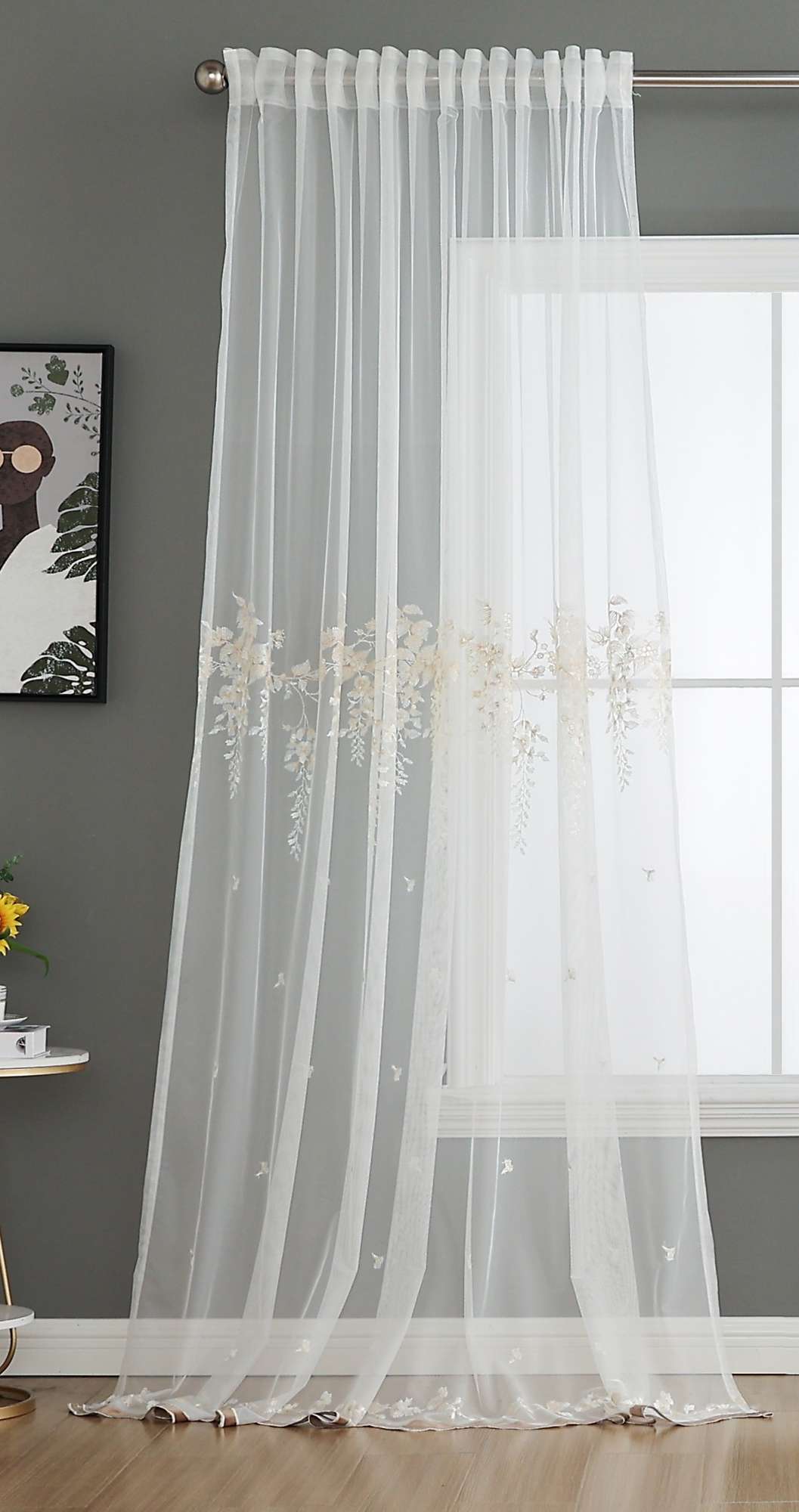 Gardine Raschel Stickerei Design »Florenz« Multiband für Gardinenschiene und Gardinenstange Elegante Fensterdekoration 2023200 Gardinenschal 593A0164-1 | gerdinenbox.com