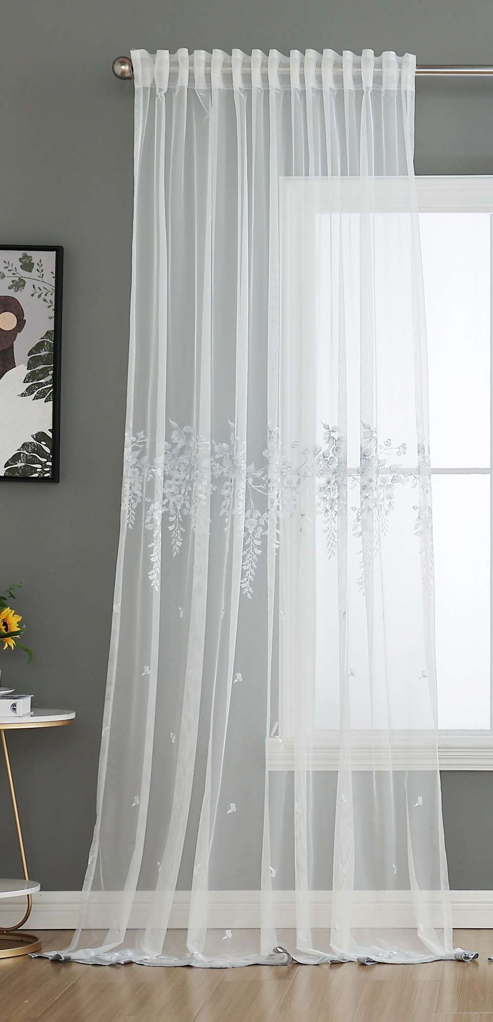 Gardine Raschel Stickerei Design »Florenz« Multiband für Gardinenschiene und Gardinenstange Elegante Fensterdekoration 2023200 Gardinenschal 593A0194-1 | gerdinenbox.com