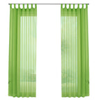 2er-Pack Gardinen Transparent Vorhang Set Wohnzimmer Voile Schlaufenschal mit Bleibandabschluß 61000CN Gardinen Set 61000CNapfelgruen-frei | gerdinenbox.com