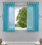 2er-Pack Gardinen Transparent Vorhang Set Wohnzimmer Voile Schlaufenschal mit Bleibandabschluß 61000CN Blau HxB 175x140 cm Gardinen Set 61000CNblau-175 | gerdinenbox.com