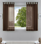 2er-Pack Gardinen Transparent Vorhang Set Wohnzimmer Voile Schlaufenschal mit Bleibandabschluß 61000CN Braun HxB 175x140 cm Gardinen Set 61000CNbraun-175 | gerdinenbox.com