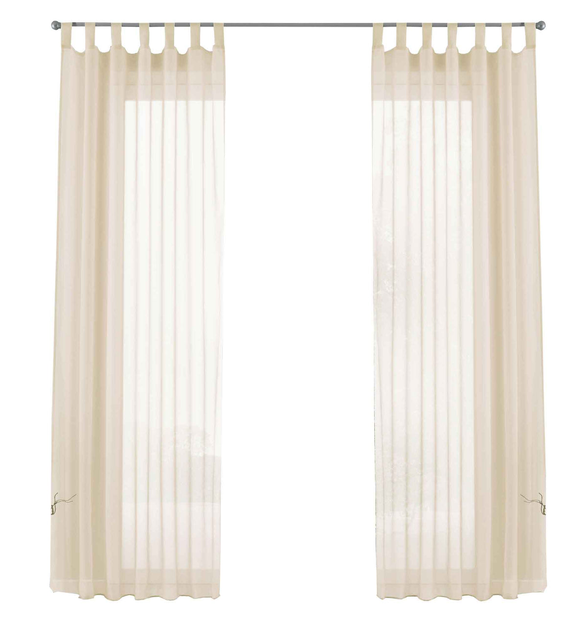 2er-Pack Gardinen Transparent Vorhang Set Wohnzimmer Voile Schlaufenschal mit Bleibandabschluß 61000CN Gardinen Set 61000CNcreme-frei | gerdinenbox.com