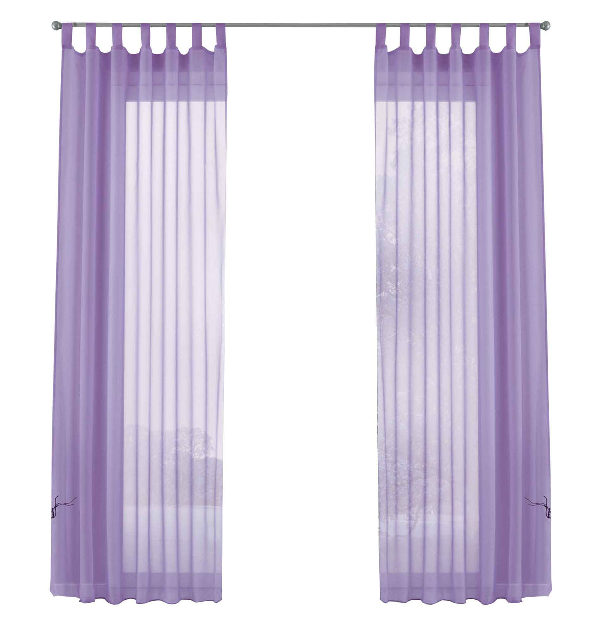 2er-Pack Gardinen Transparent Vorhang Set Wohnzimmer Voile Schlaufenschal mit Bleibandabschluß 61000CN Gardinen Set 61000CNflieder-frei | gerdinenbox.com