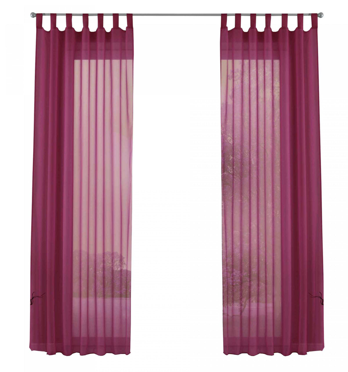 2er-Pack Gardinen Transparent Vorhang Set Wohnzimmer Voile Schlaufenschal mit Bleibandabschluß 61000CN Gardinen Set 61000CNhimbeere-frei | gerdinenbox.com