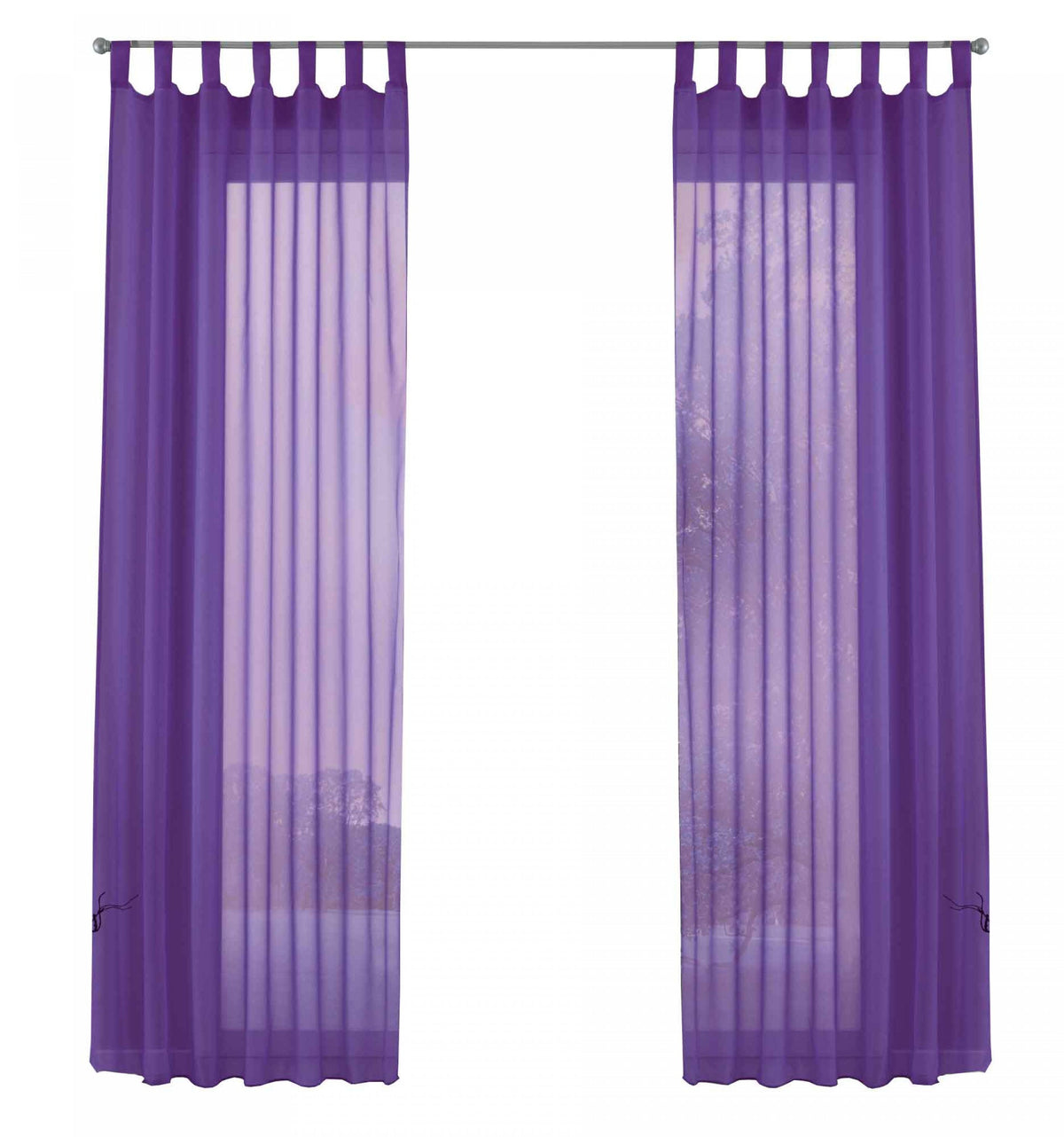 2er-Pack Gardinen Transparent Vorhang Set Wohnzimmer Voile Schlaufenschal mit Bleibandabschluß 61000CN Gardinen Set 61000CNlila-frei | gerdinenbox.com