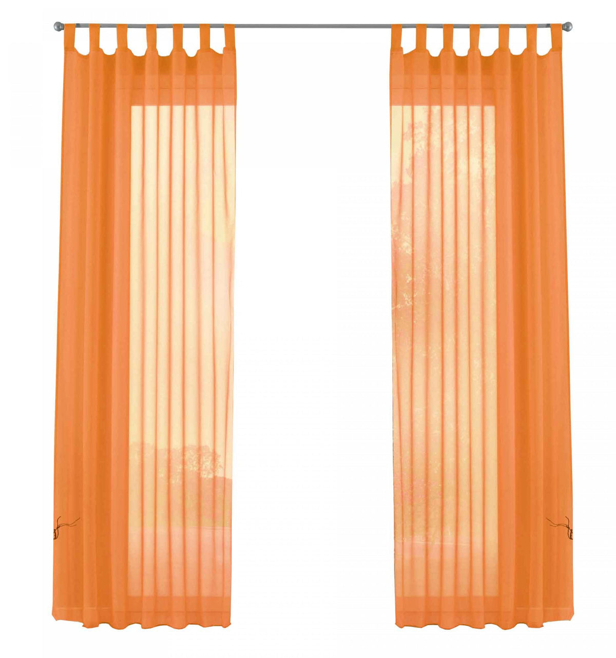 2er-Pack Gardinen Transparent Vorhang Set Wohnzimmer Voile Schlaufenschal mit Bleibandabschluß 61000CN Gardinen Set 61000CNorange-frei | gerdinenbox.com