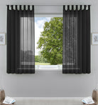 2er-Pack Gardinen Transparent Vorhang Set Wohnzimmer Voile Schlaufenschal mit Bleibandabschluß 61000CN Schwarz HxB 175x140 cm Gardinen Set 61000CNschwarz-175 | gerdinenbox.com