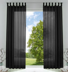2er-Pack Gardinen Transparent Vorhang Set Wohnzimmer Voile Schlaufenschal mit Bleibandabschluß 61000CN Schwarz HxB 245x140 cm Gardinen Set 61000CNschwarz | gerdinenbox.com