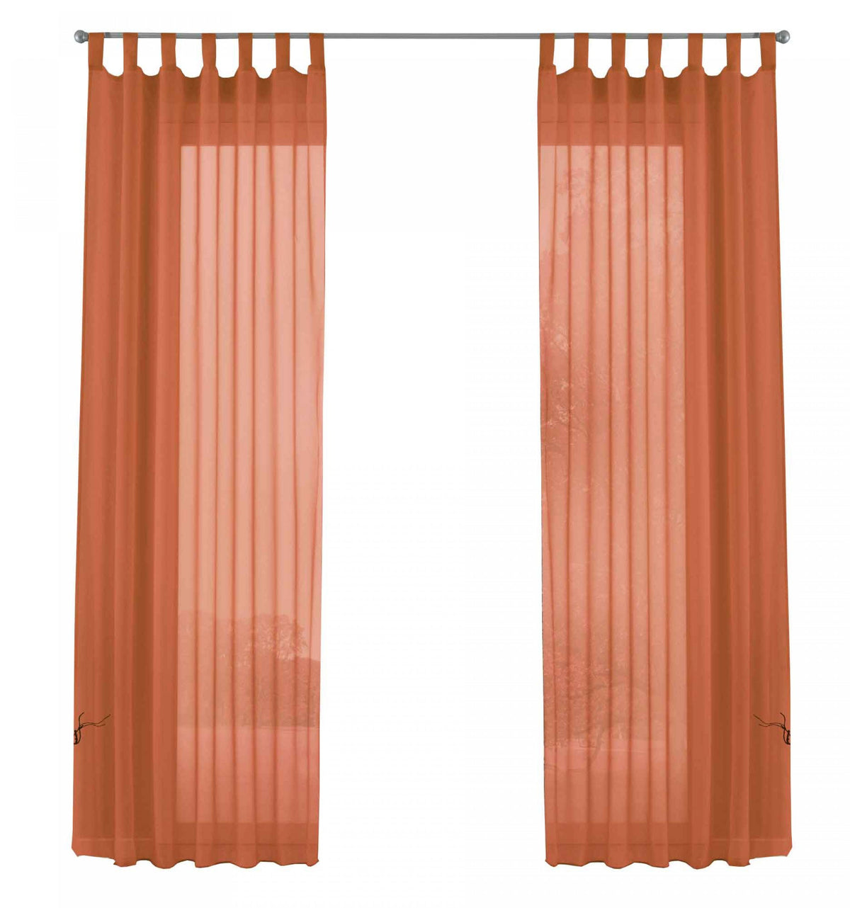 2er-Pack Gardinen Transparent Vorhang Set Wohnzimmer Voile Schlaufenschal mit Bleibandabschluß 61000CN Gardinen Set 61000CNterrakotta-frei | gerdinenbox.com