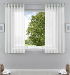 2er-Pack Gardinen Transparent Vorhang Set Wohnzimmer Voile Schlaufenschal mit Bleibandabschluß 61000CN Weiß HxB 175x140 cm Gardinen Set 61000CNweiss-175 | gerdinenbox.com