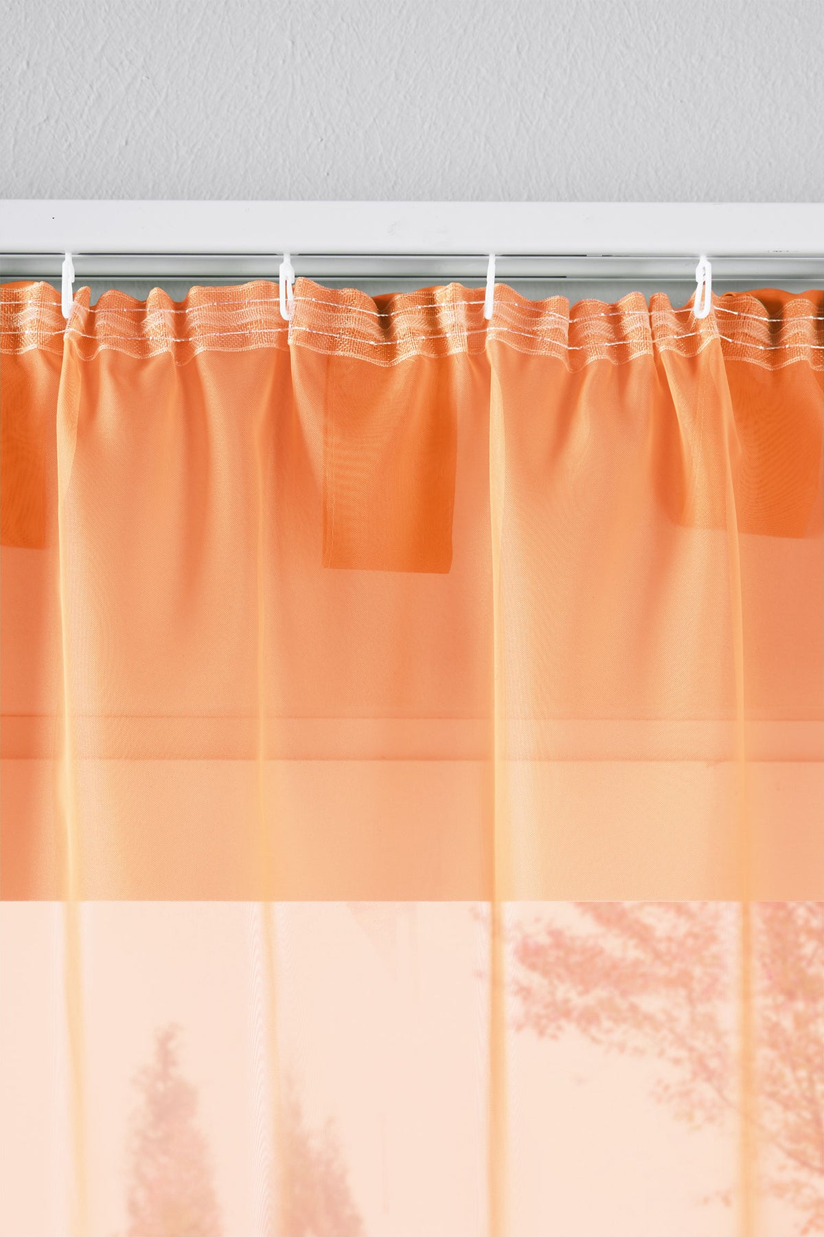 2er-Pack Gardinen Transparent Vorhang Set Wohnzimmer Voile Schlaufenschal mit Bleibandabschluß 61000CN Gardinen Set 61175_schiene_orange | gerdinenbox.com