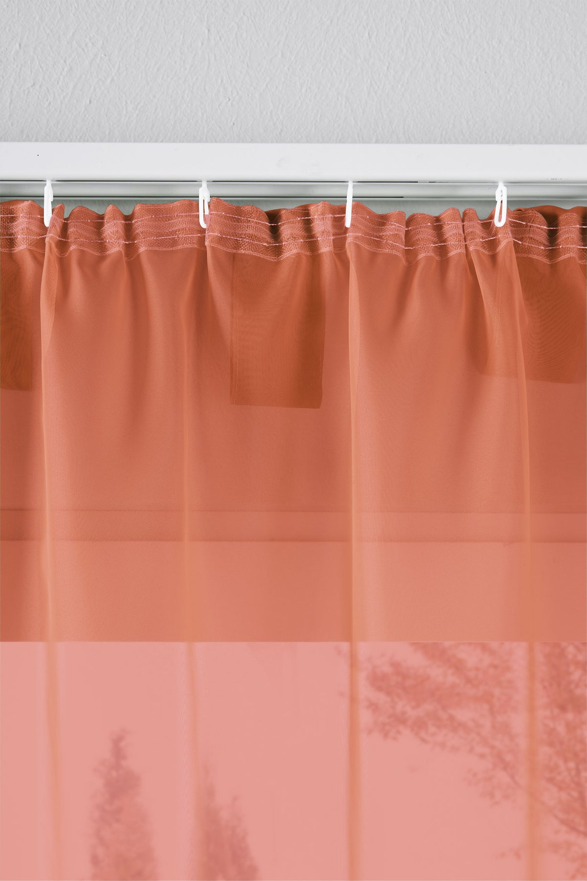 2er-Pack Gardinen Transparent Vorhang Set Wohnzimmer Voile Schlaufenschal mit Bleibandabschluß 61000CN Gardinen Set 61175_schiene_terra | gerdinenbox.com