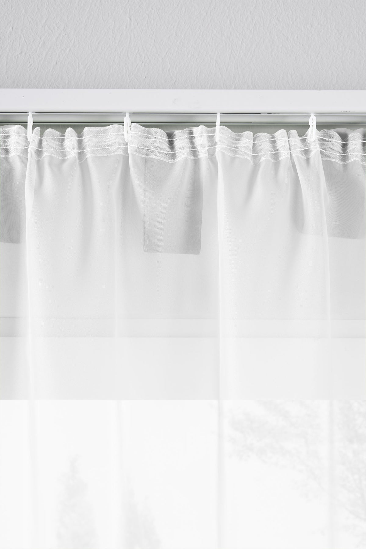 2er-Pack Gardinen Transparent Vorhang Set Wohnzimmer Voile Schlaufenschal mit Bleibandabschluß 61000CN Gardinen Set 61175_schiene_weiss | gerdinenbox.com