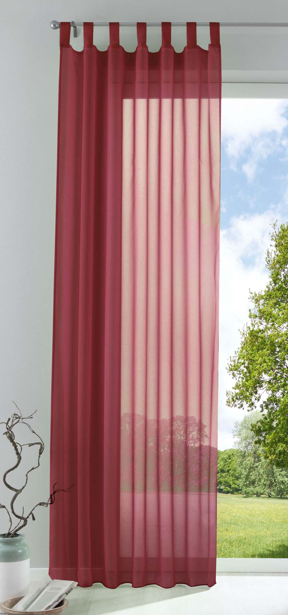 Schlaufenschal Gardine uni transparent Voile 61175 Bordeaux HxB 175x140 cm Gardinenschal 61175bordeaux_f974ef71-2de6-468e-a26f-d6c65e4b936d | gerdinenbox.com
