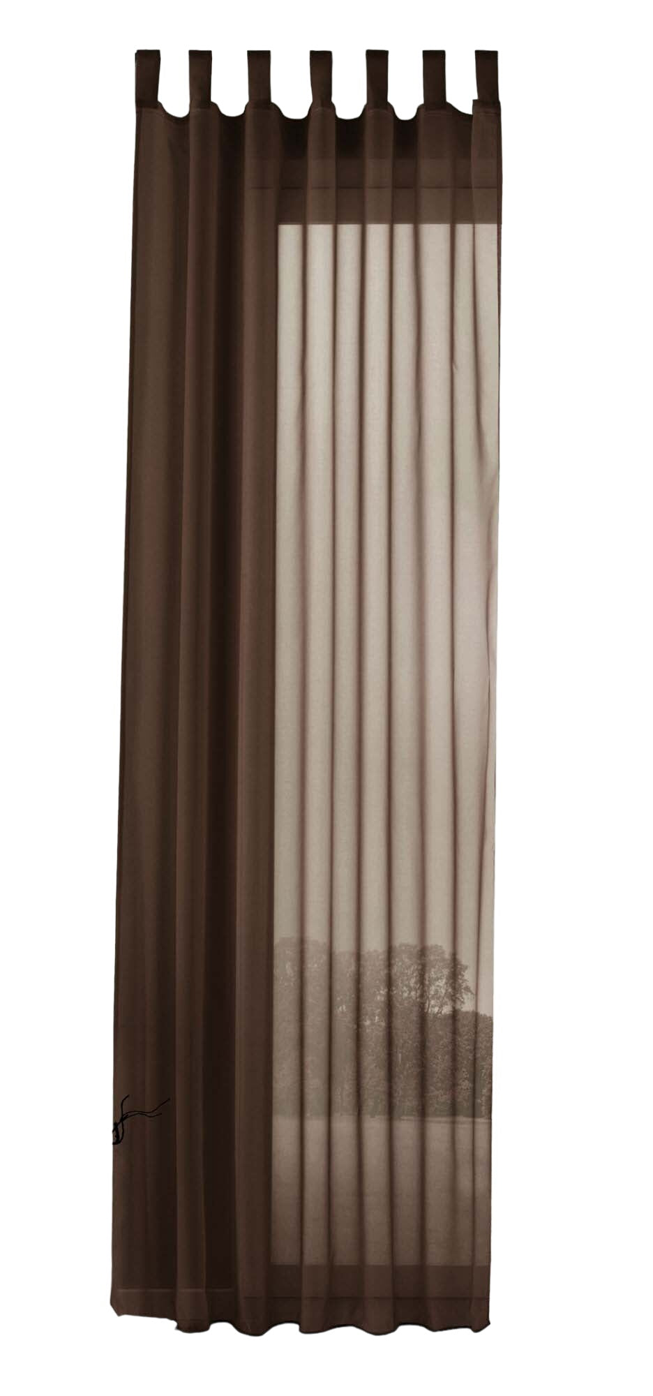 Schlaufenschal Gardine uni transparent Voile 61175 Gardinenschal 61175braun-crop | gerdinenbox.com