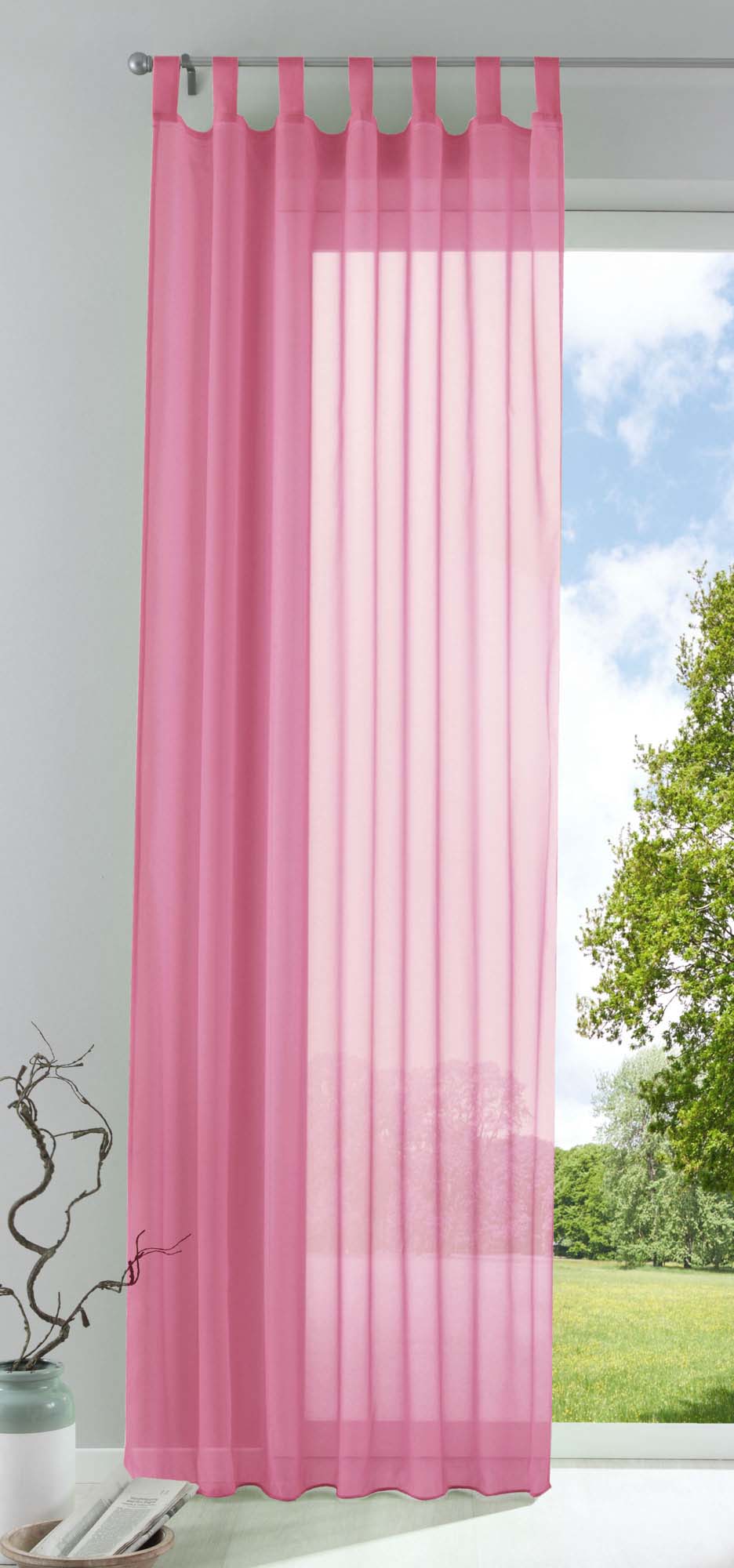 Schlaufenschal Gardine uni transparent Voile 61175 Rosa HxB 225x140 cm Gardinenschal 61175rosa_83e4025e-62ed-4426-92c0-5c3fc891cb29 | gerdinenbox.com