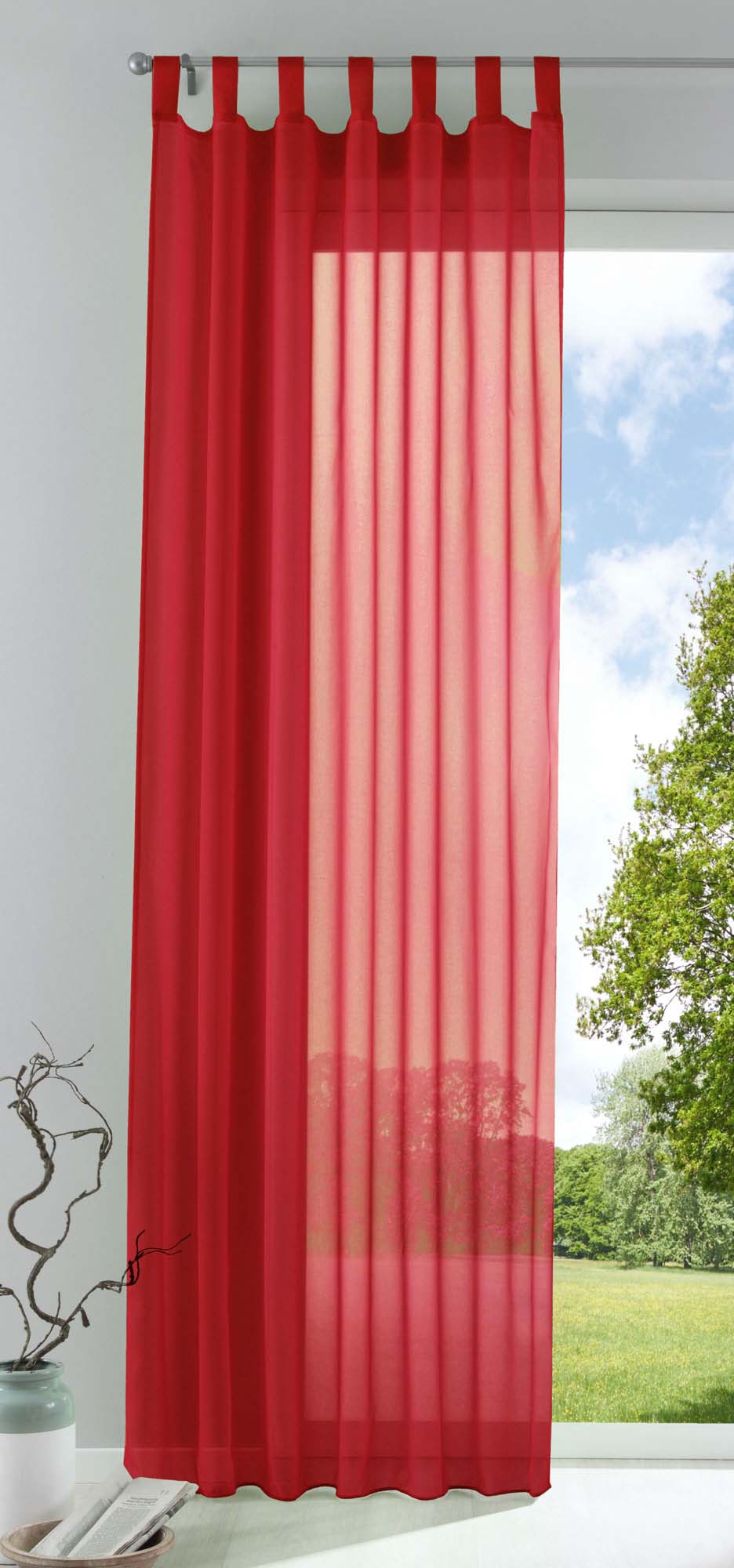 Schlaufenschal Gardine uni transparent Voile 61175 Rot HxB 225x140 cm Gardinenschal 61175rot_91682863-ea04-4a5e-9ef5-51f8d3b72c76 | gerdinenbox.com