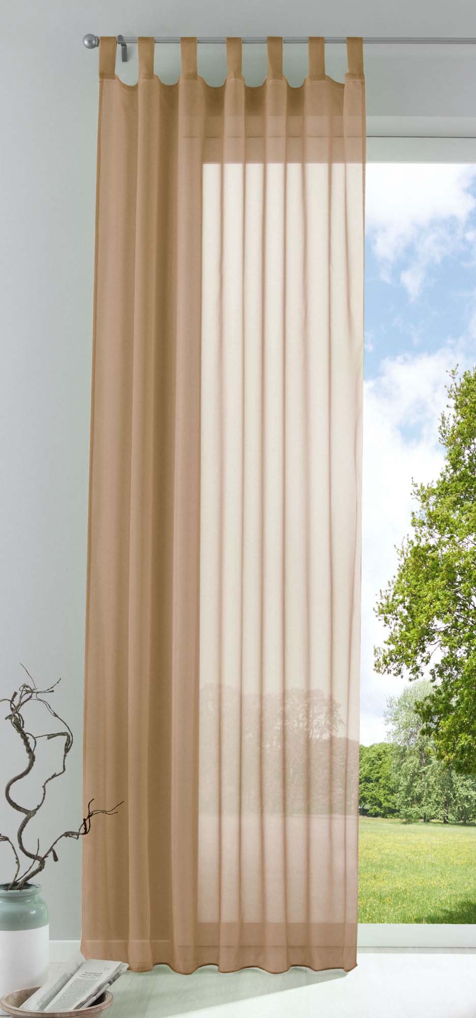 Schlaufenschal Gardine uni transparent Voile 61175 Sand HxB 280x140 cm Gardinenschal 61175sand_cc3c472d-b421-4e42-b0c8-ce9d74c97709 | gerdinenbox.com