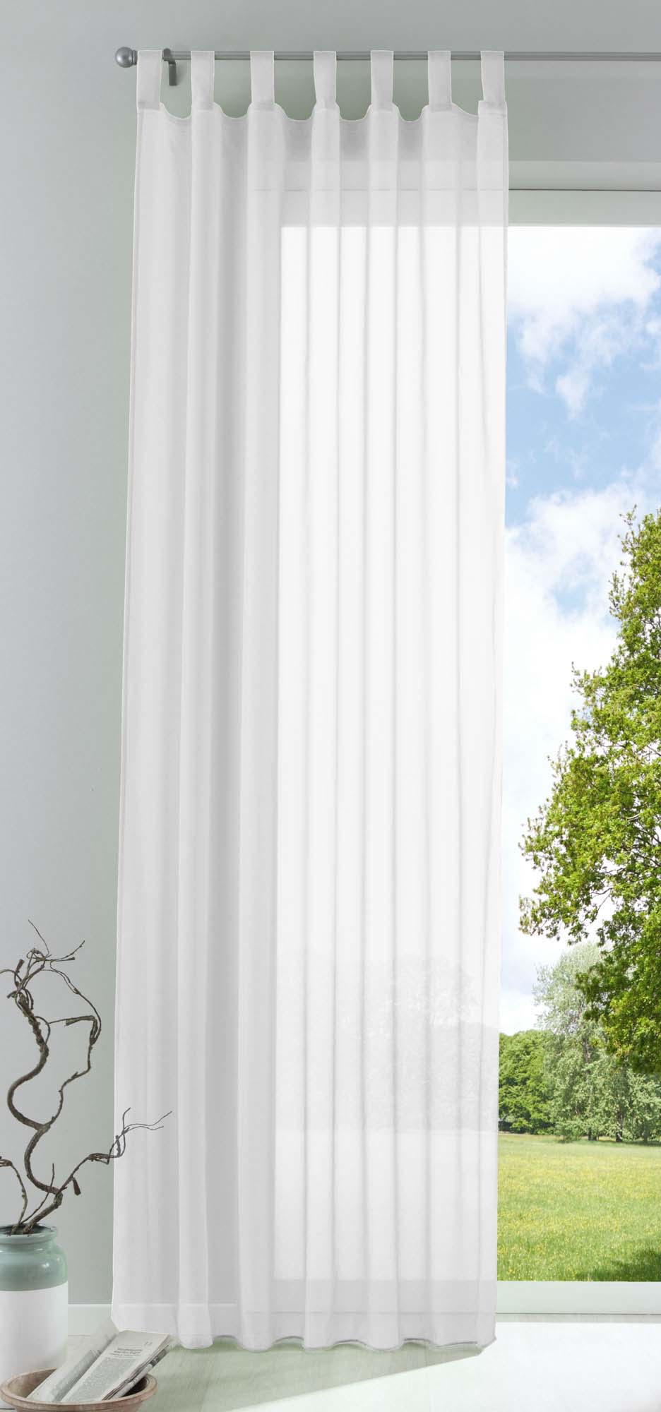 Schlaufenschal Gardine uni transparent Voile 61175 Weiß HxB 225x140 cm Gardinenschal 61175weiss_83fe9fcd-37c3-49d5-a3bc-3df42526b3dd | gerdinenbox.com