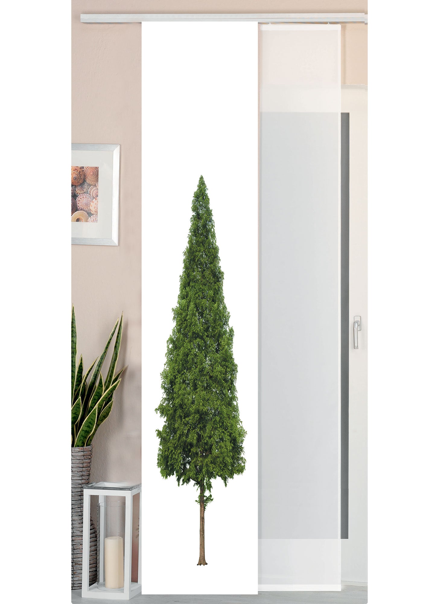 2er Set Schiebegardine Flächenvorhang Wildseide Optik und Voile Paneel 80400 Baum Schiebegardine 80400baum | gerdinenbox.com