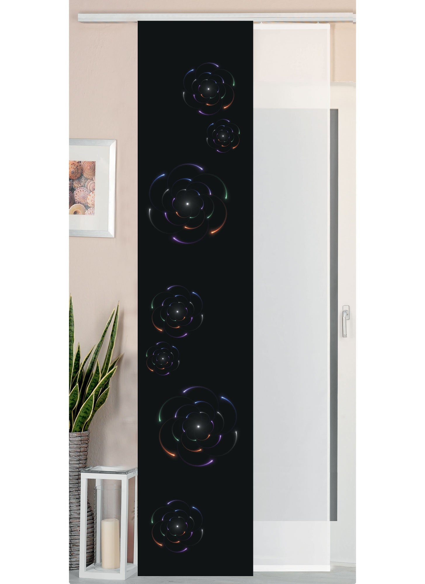 2er Set Schiebegardine Flächenvorhang Wildseide Optik und Voile Paneel 80400 Circle Schiebegardine 80400circle | gerdinenbox.com