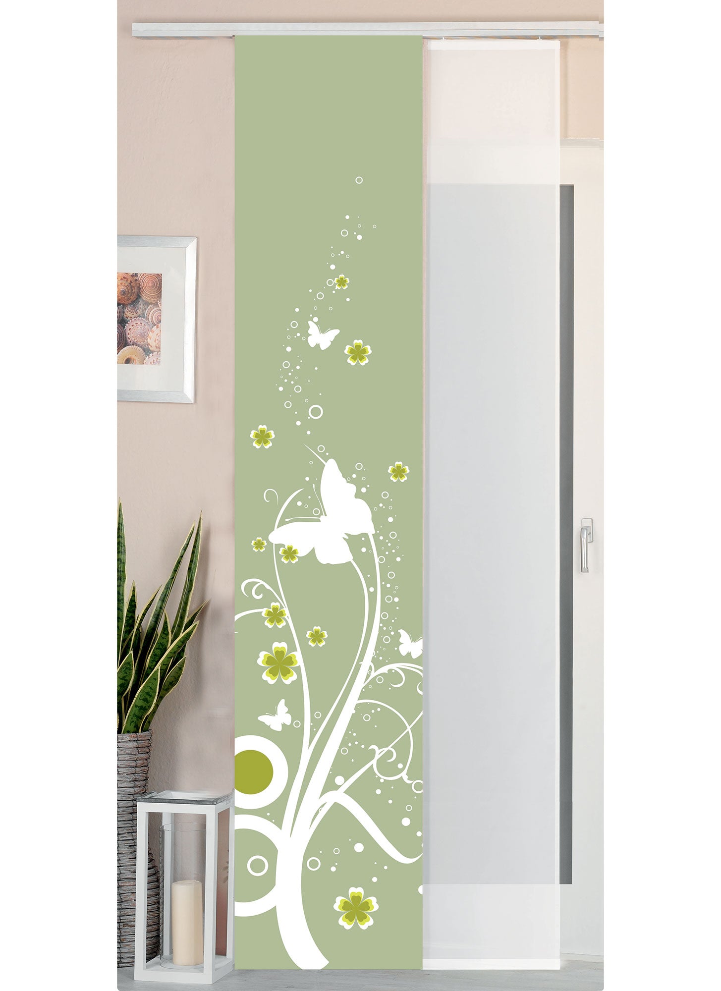 2er Set Schiebegardine Flächenvorhang Wildseide Optik und Voile Paneel 80400 Flower Schiebegardine 80400flower | gerdinenbox.com