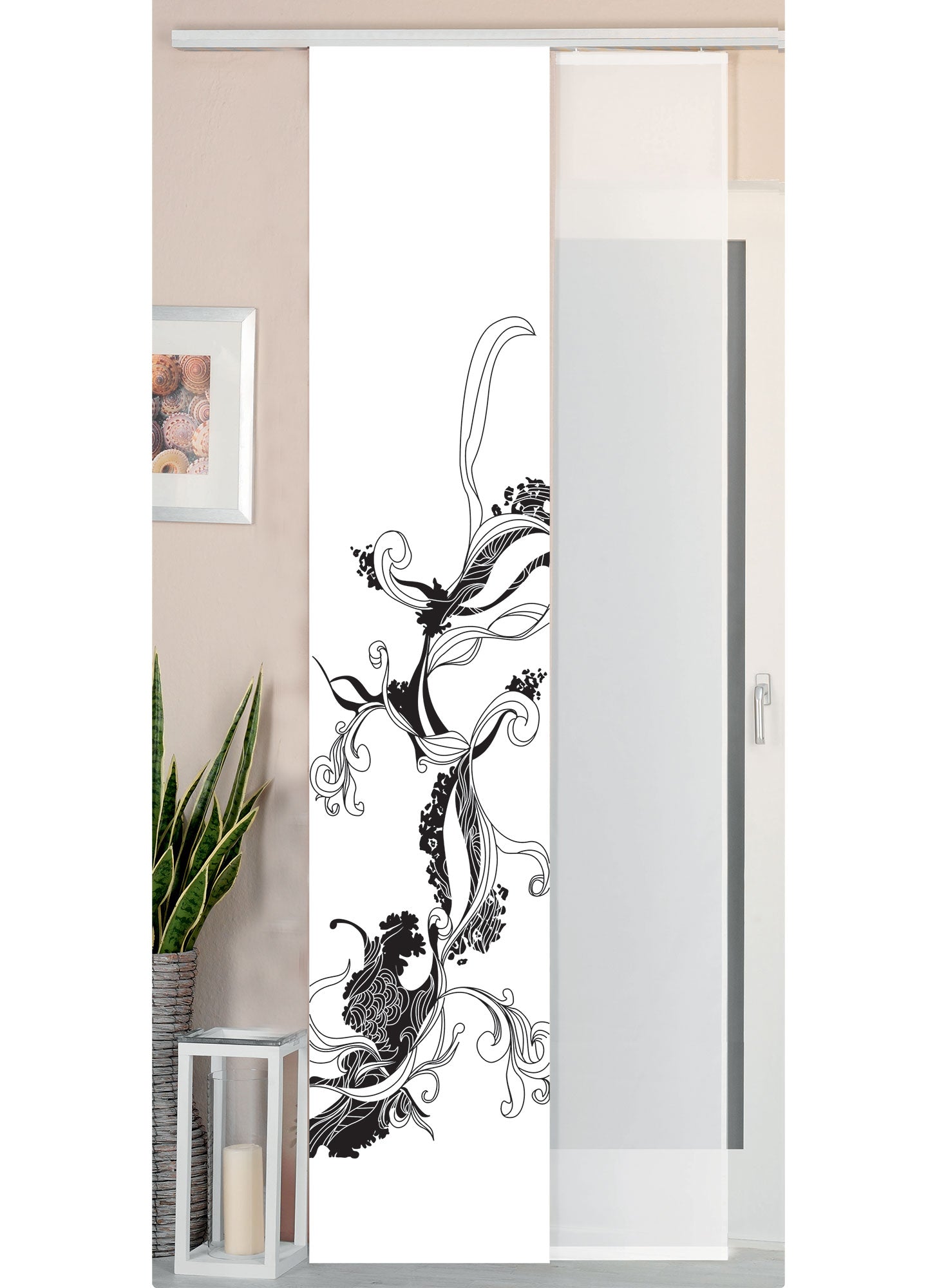 2er Set Schiebegardine Flächenvorhang Wildseide Optik und Voile Paneel 80400 Flower Tattoo Schiebegardine 80400flower_tattoo | gerdinenbox.com