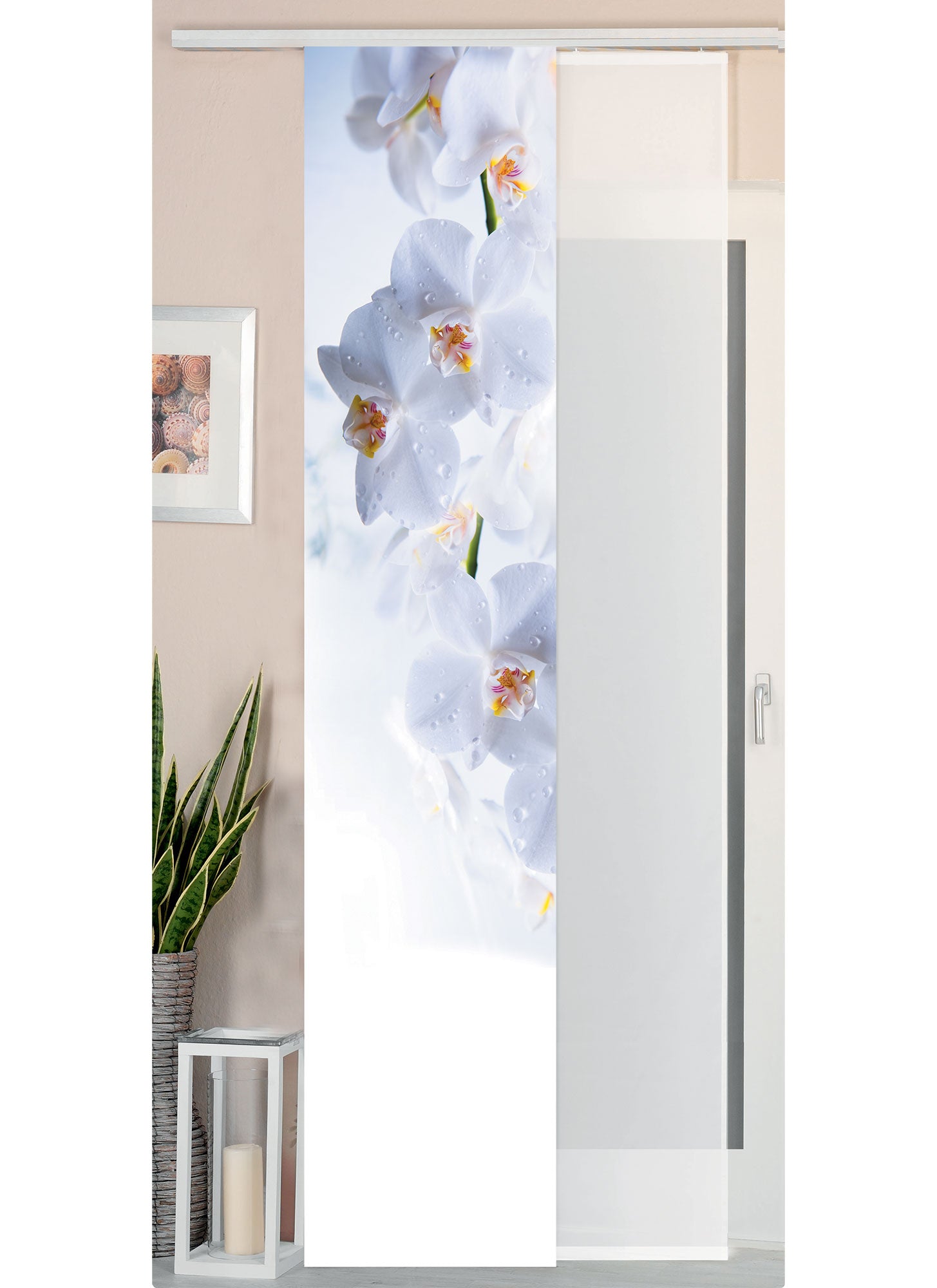 2er Set Schiebegardine Flächenvorhang Wildseide Optik und Voile Paneel 80400 Orchidee Weiß Schiebegardine 80400orchidee_weiss | gerdinenbox.com
