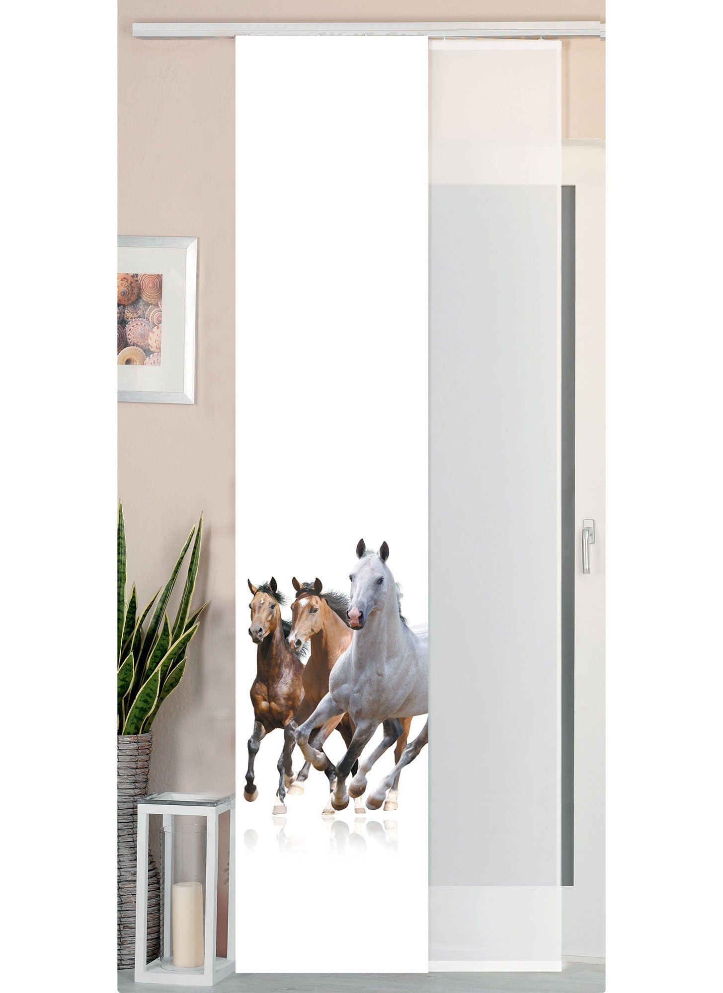 2er Set Schiebegardine Flächenvorhang Wildseide Optik und Voile Paneel 80400 Pferde Schiebegardine 80400pferde | gerdinenbox.com