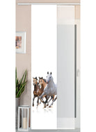 2er Set Schiebegardine Flächenvorhang Wildseide Optik und Voile Paneel 80400 Pferde Schiebegardine 80400pferde | gerdinenbox.com