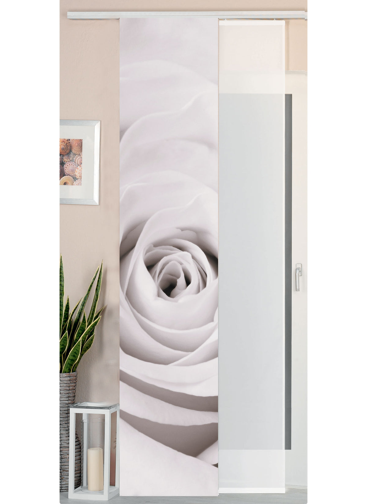 2er Set Schiebegardine Flächenvorhang Wildseide Optik und Voile Paneel 80400 Rose Schiebegardine 80400rose | gerdinenbox.com