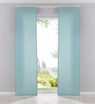 2er Pack Flächenvorhänge Schiebegardinen komplett Set Cationic blickdicht Leinen Optik natura seidenmatt Landhaus Stil 204411-2 Aqua Schiebegardine Fl_chenvorh_nge_aqua | gerdinenbox.com