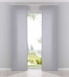 2er Pack Flächenvorhänge Schiebegardinen komplett Set Cationic blickdicht Leinen Optik natura seidenmatt Landhaus Stil 204411-2 Grau Schiebegardine Fl_chenvorh_nge_grau | gerdinenbox.com
