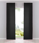 2er Pack Flächenvorhänge Schiebegardinen komplett Set Cationic blickdicht Leinen Optik natura seidenmatt Landhaus Stil 204411-2 Schwarz Schiebegardine Fl_chenvorh_nge_schwarz | gerdinenbox.com