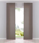 2er Pack Flächenvorhänge Schiebegardinen komplett Set Cationic blickdicht Leinen Optik natura seidenmatt Landhaus Stil 204411-2 Taupe Schiebegardine Fl_chenvorh_nge_taupe | gerdinenbox.com