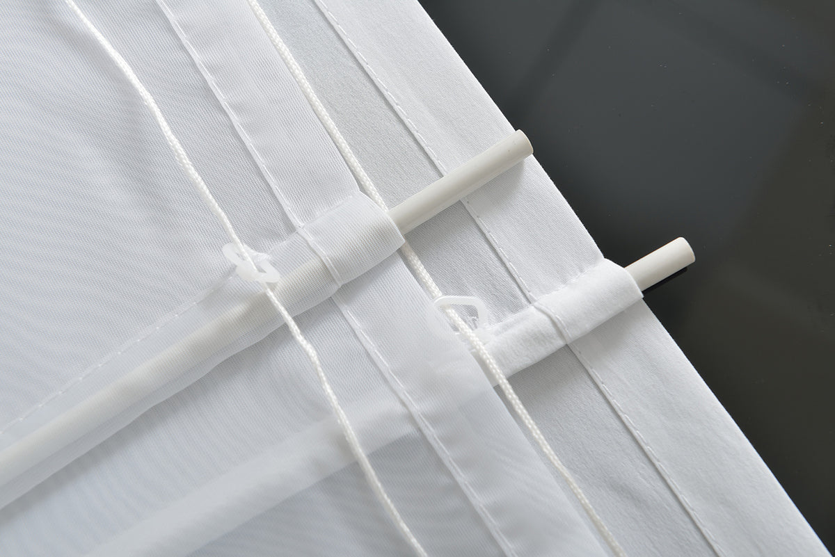 Doppel Raffrollo Palma Microsatin matt Voile Faltgardinen Faltrollo Schlaufenrollo mit Universalgardinenband 20410 Raffrollo Img30021 | gerdinenbox.com