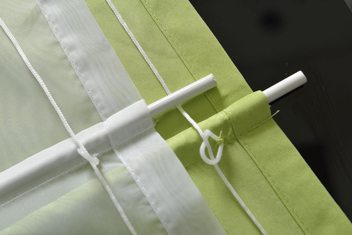Doppel Raffrollo Palma Microsatin matt Voile Faltgardinen Faltrollo Schlaufenrollo mit Universalgardinenband 20410 Raffrollo Img35837 | gerdinenbox.com